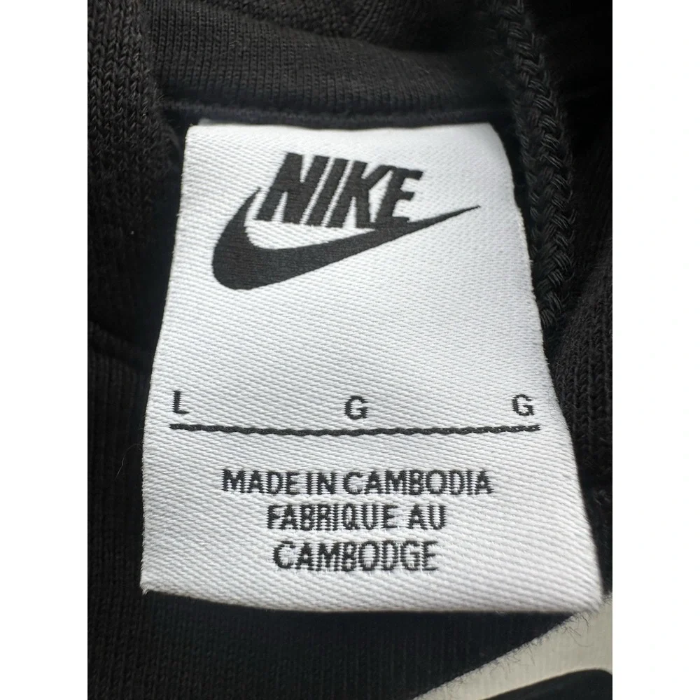 NIKE  Oversized Cropped French Terry Pullover Hoodie Black Size Large